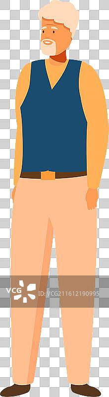 自信的年长男子双手插在口袋里站着图片素材