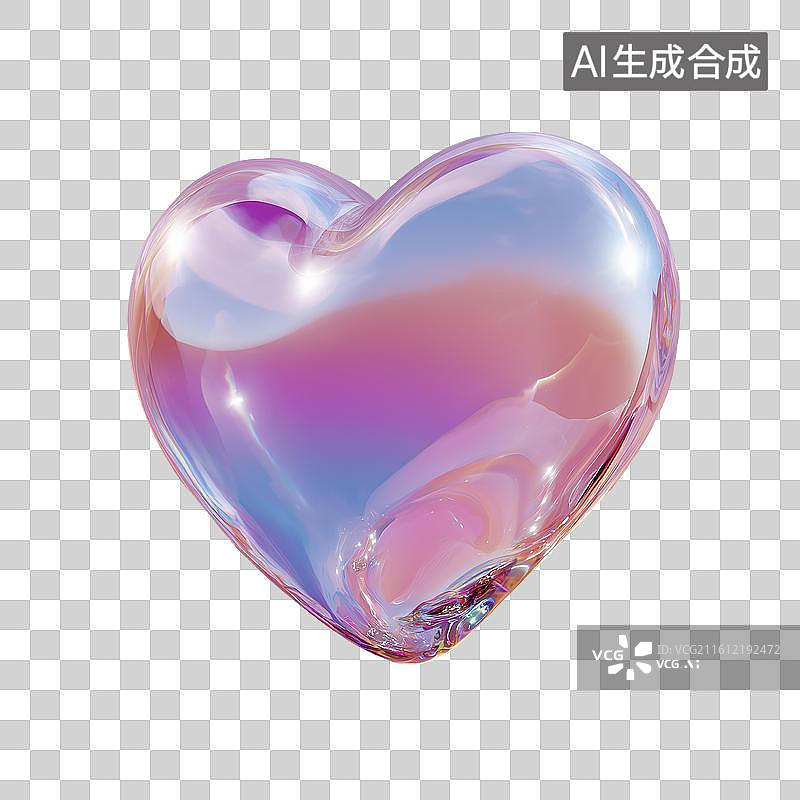 【AI数字艺术】透明爱心图标图片素材