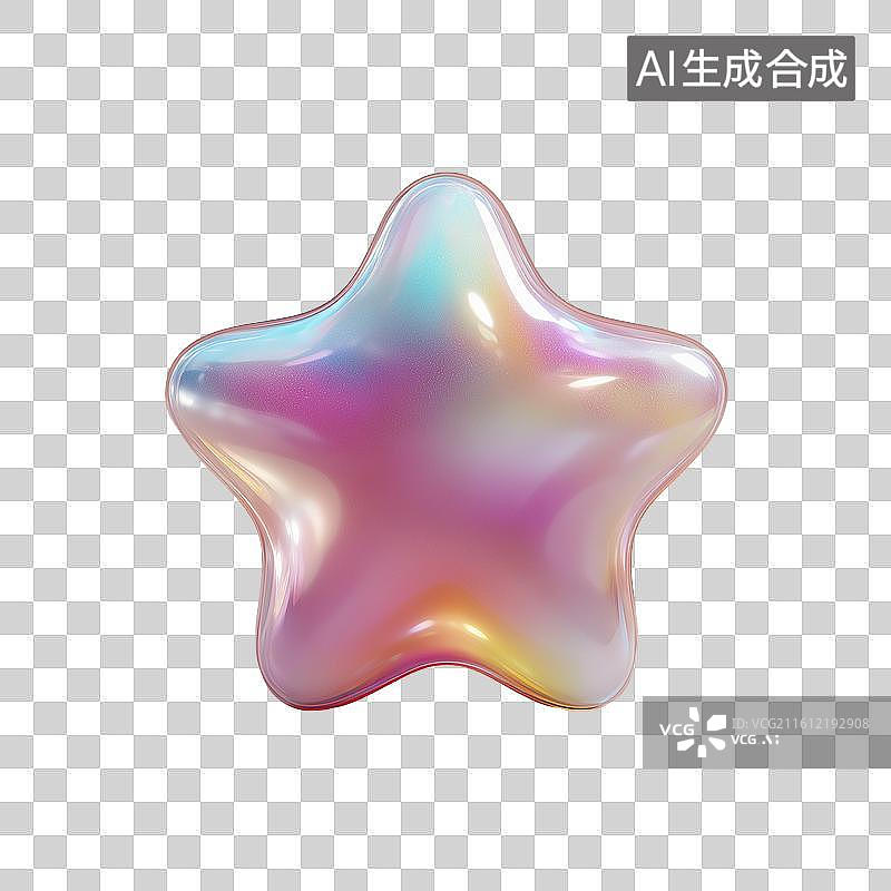 【AI数字艺术】多巴胺色透明星星图片素材
