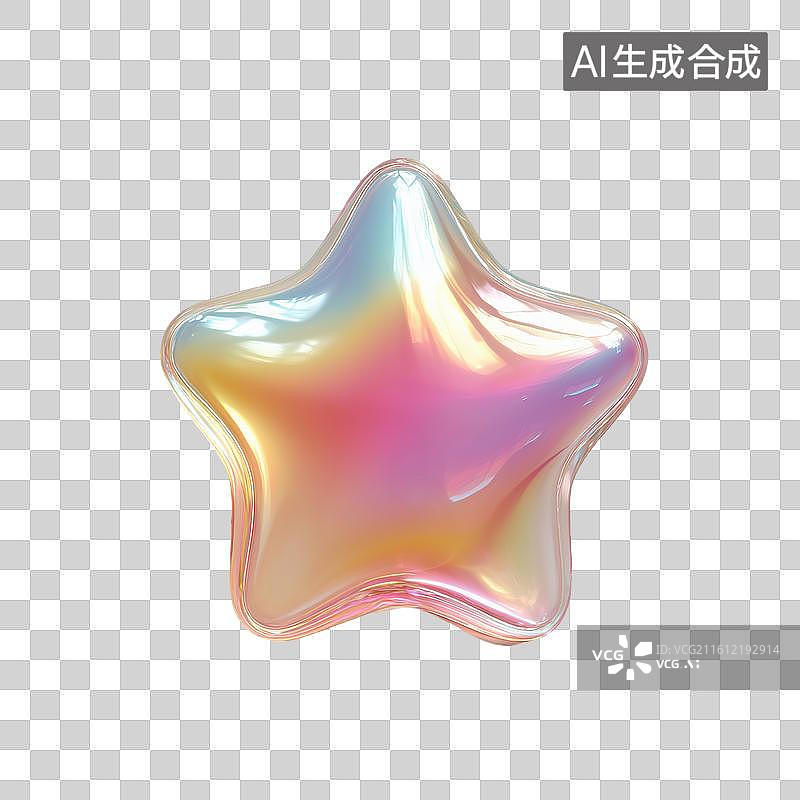 【AI数字艺术】多巴胺色透明星星图片素材