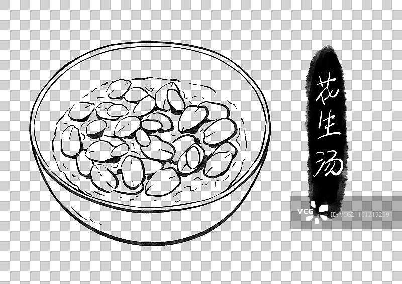 花生汤福建厦门美食地理人文旅游国风线稿手绘插画元素图片素材