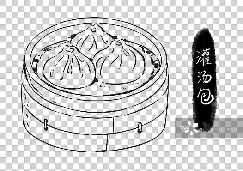 灌汤包河南美食地理人文旅游国风线稿手绘插画元素图片素材