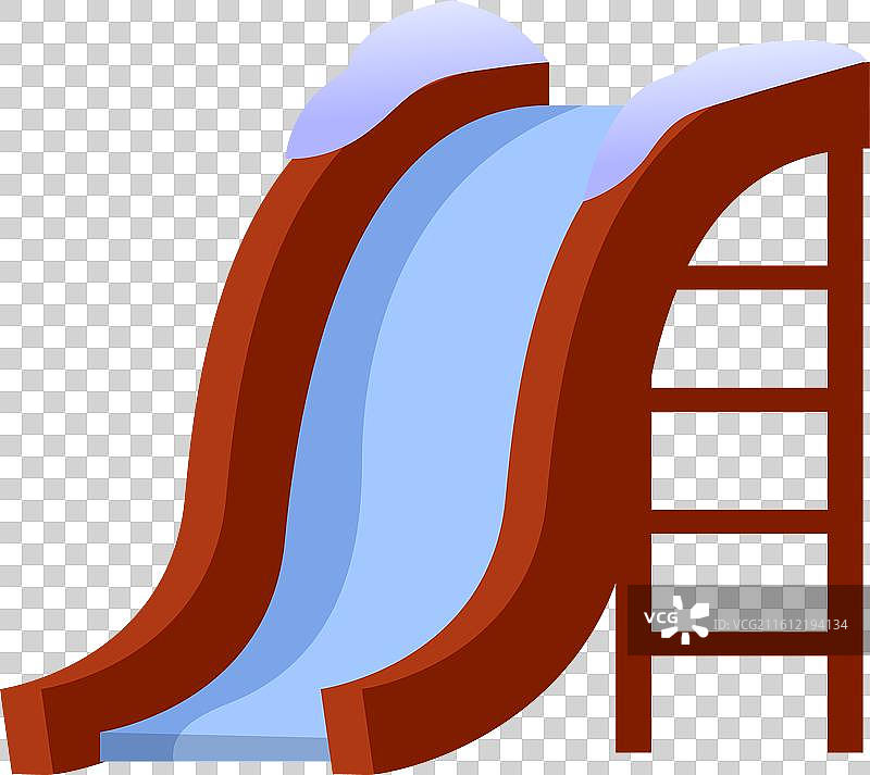 覆盖着雪的木制滑梯，立在白色背景上图片素材