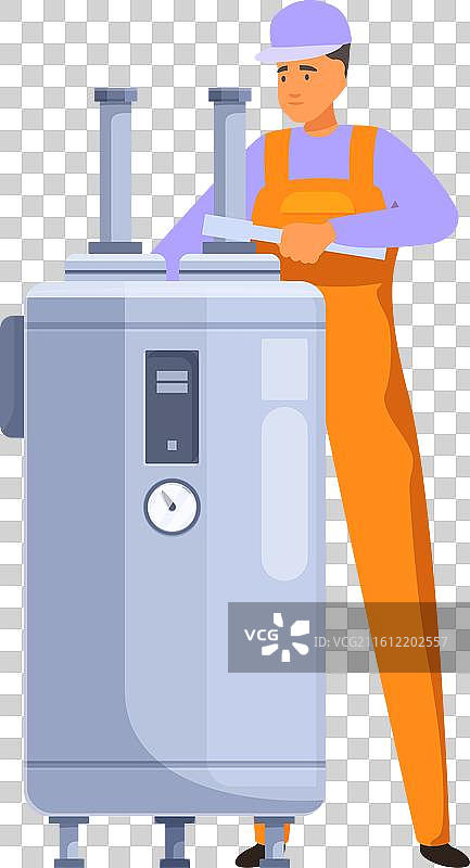 水管工正在安装或维修家用锅炉图片素材