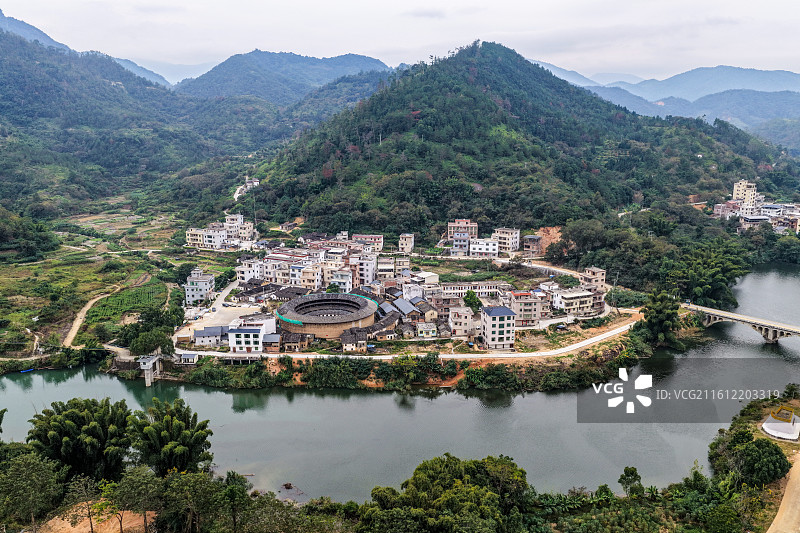 航拍广东梅州大埔大东镇白土村图片素材