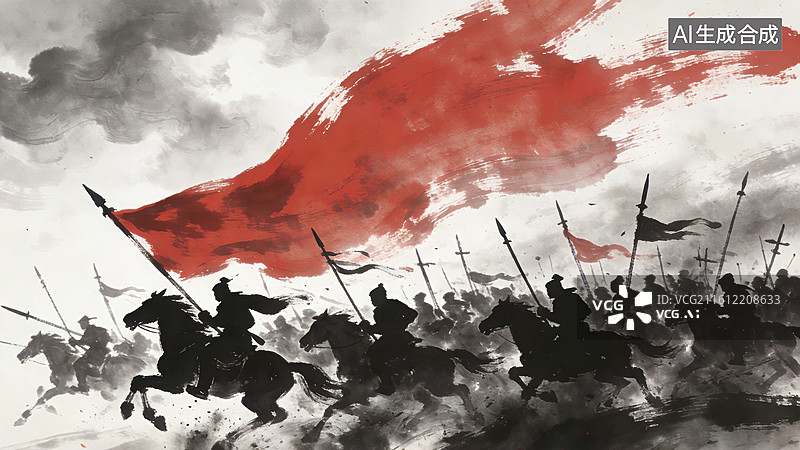 【AI数字艺术】古风意境写意水墨中国古代武侠剑客人物插画图片素材