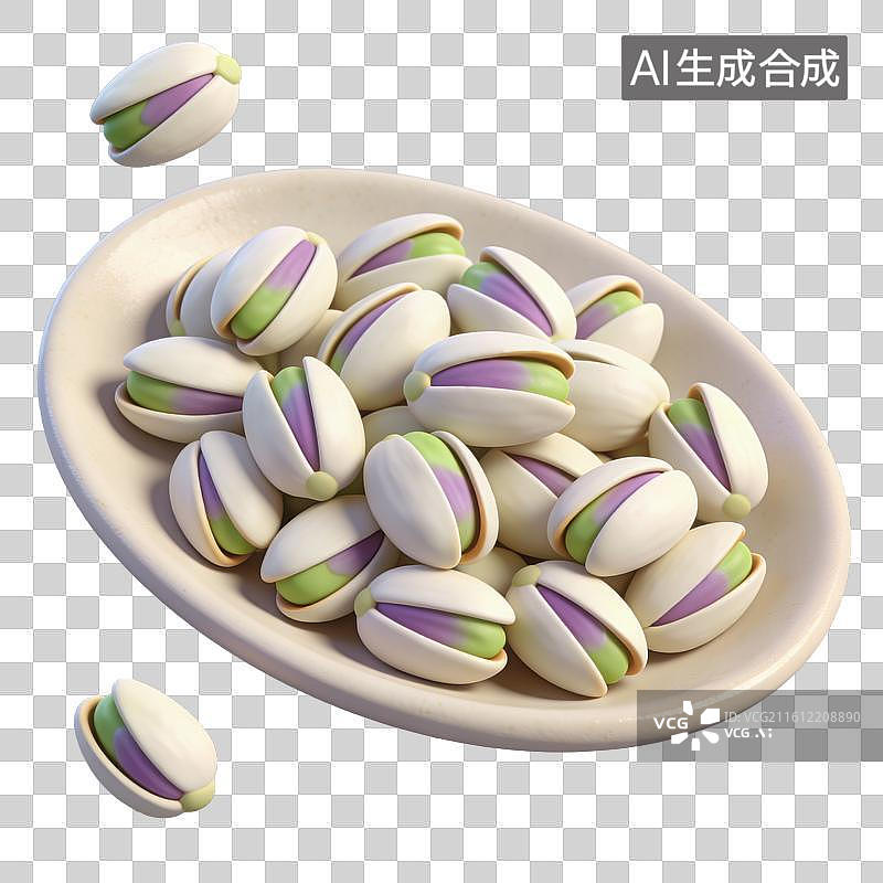 【AI数字艺术】3D立体中国风春节年货果盘坚果开心果元素图片素材