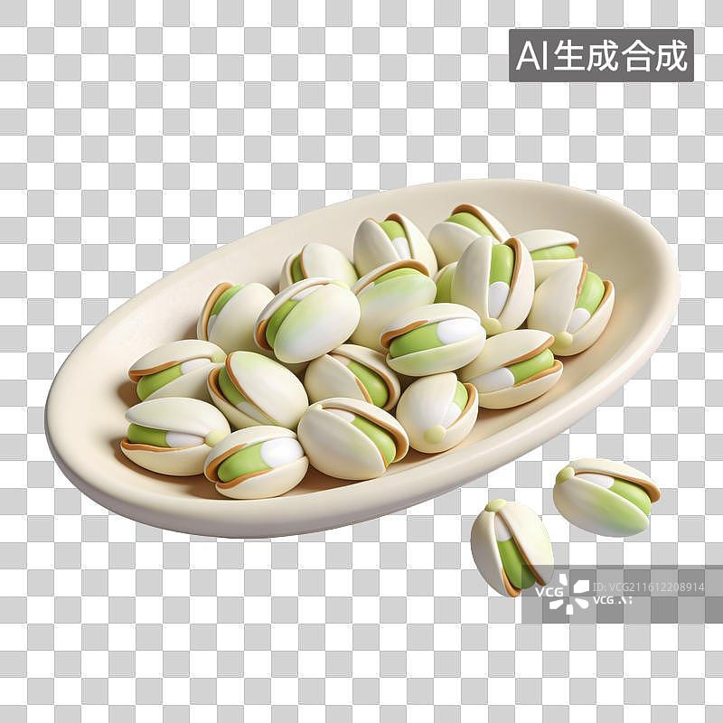 【AI数字艺术】3D立体中国风春节年货果盘坚果开心果元素图片素材