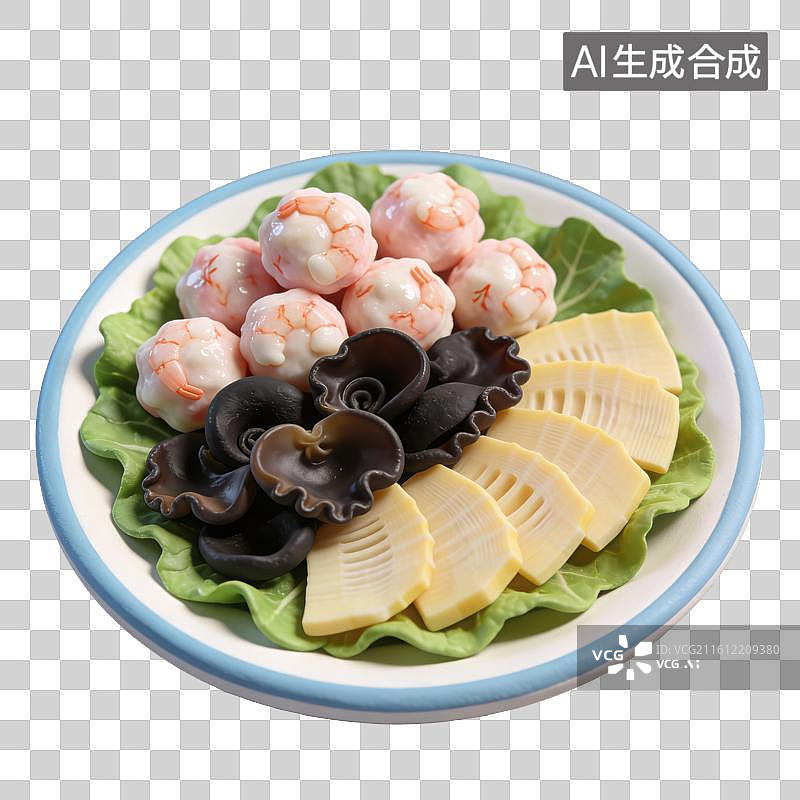 【AI数字艺术】3D立体春节过年冬天火锅涮羊肉配菜元素图片素材