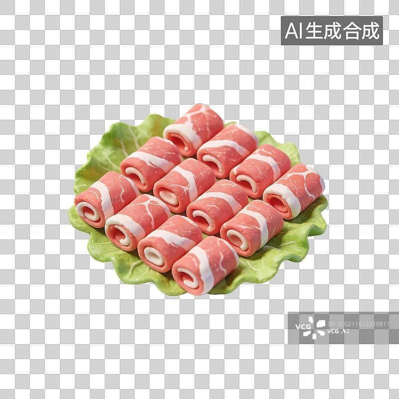 【AI数字艺术】3D立体春节过年冬天火锅涮羊肉羊肉卷元素图片素材