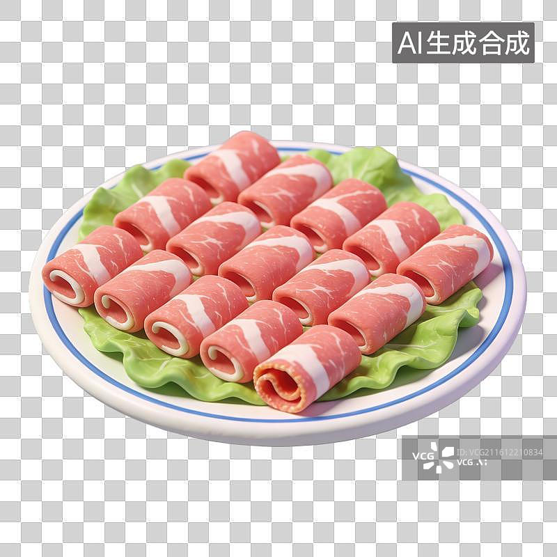 【AI数字艺术】3D立体春节过年冬天火锅涮羊肉羊肉卷元素图片素材
