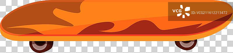 橙色滑板，带有棕色火焰，正在等待图片素材