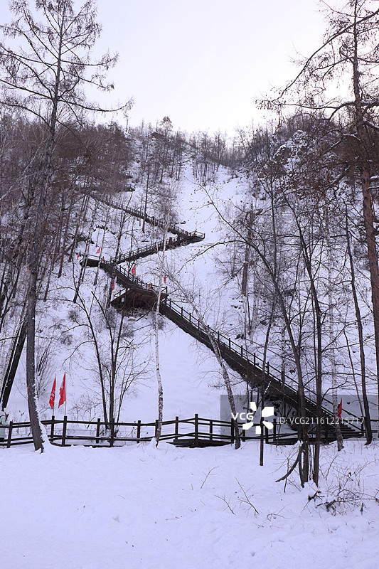 漠河龙江第一湾1000层阶梯图片素材