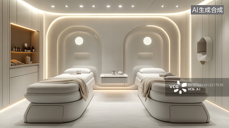 【AI数字艺术】现代医美水疗按摩美容院室内设计图片素材