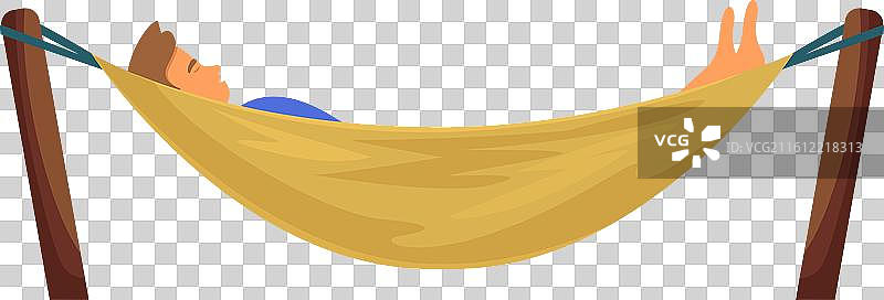 年轻男子躺在舒适的吊床中放松图片素材