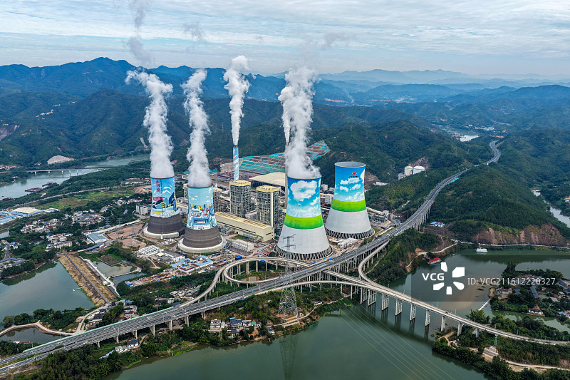 航拍广东梅州大埔三河坝发电厂图片素材