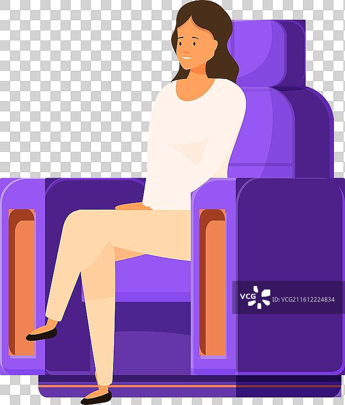 年轻女子坐在未来派椅子上放松图片素材