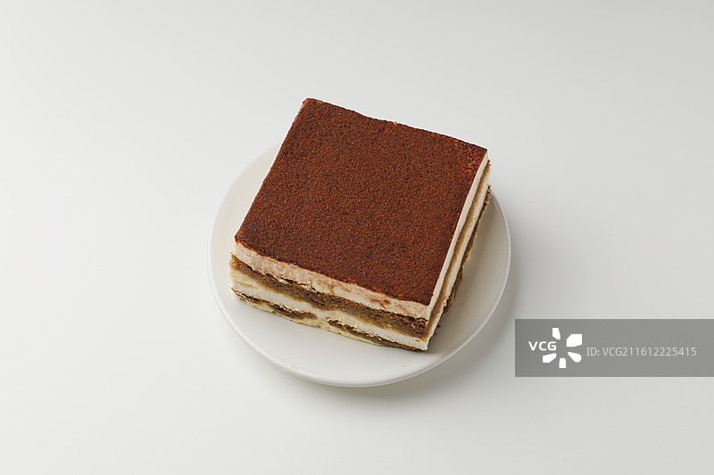 方形提拉米苏蛋糕特写图片素材
