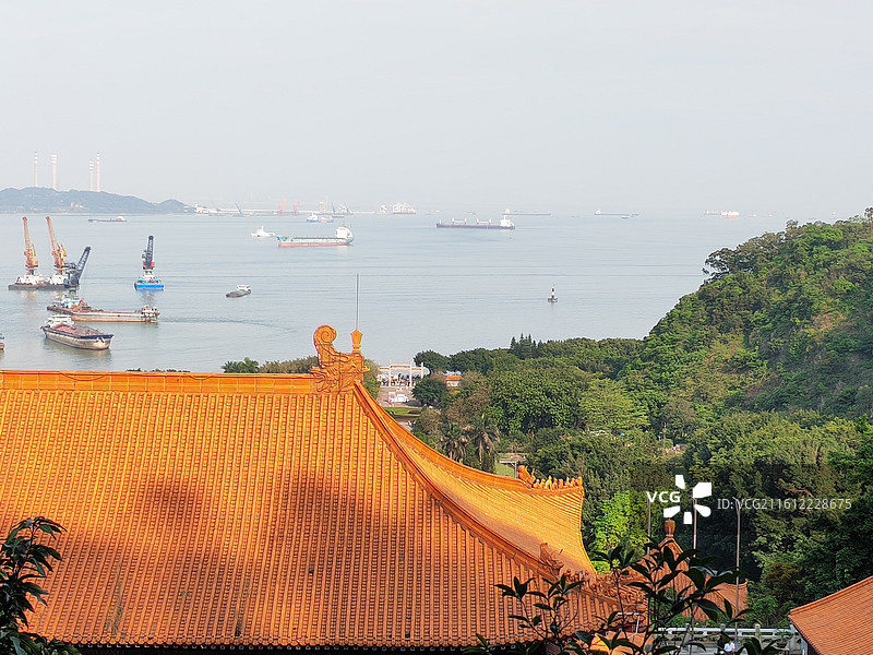 广州 南沙天后宫 南沙区大角山南麓 登山远眺伶仃洋 珠江出海口 仿宋代宫庙建筑 依山而建、临海而立图片素材