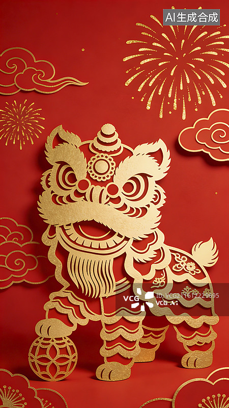 【AI数字艺术】舞狮表演中的狮子头图片素材