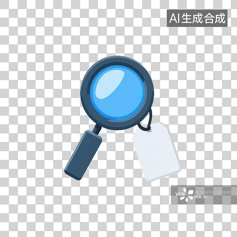 【AI数字艺术】放大镜搭配标签的搜索识别图标图片素材