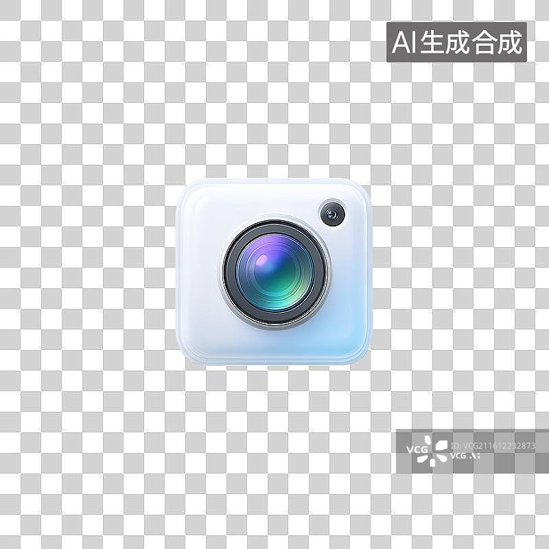 【AI数字艺术】蓝紫渐变镜头的相机图标设计图片素材