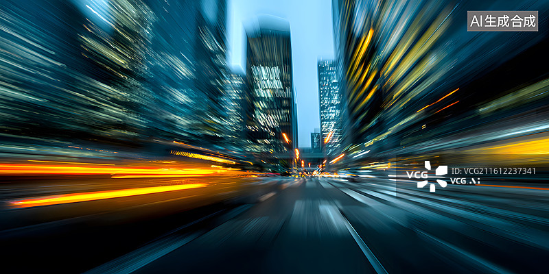 【AI数字艺术】城市高速路车流光影动态景观图片素材