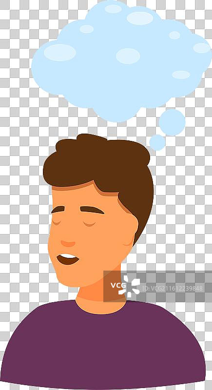年轻男子思考，出现想法气泡图片素材