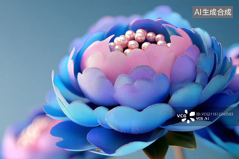 【AI数字艺术】蓝色花瓣的花朵图片素材
