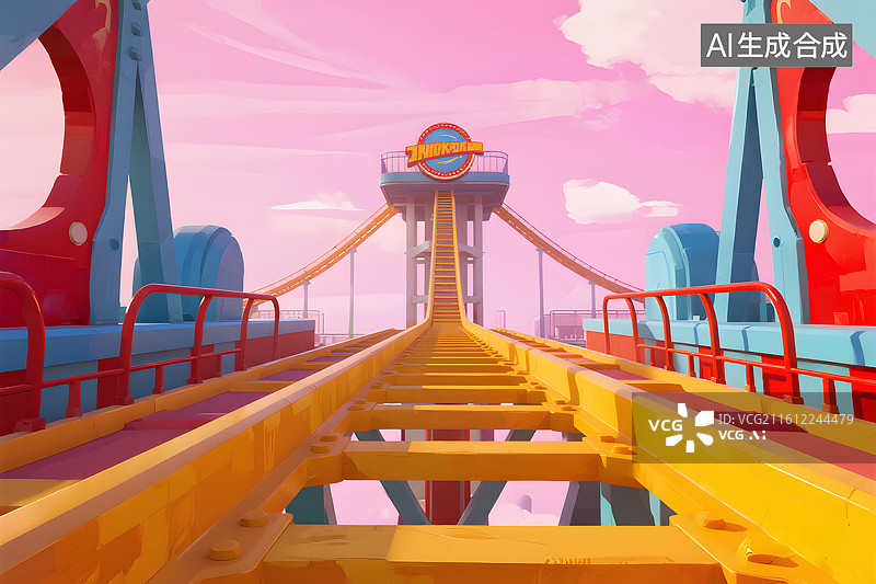 【AI数字艺术】梦幻乐园游乐设施全景图片素材