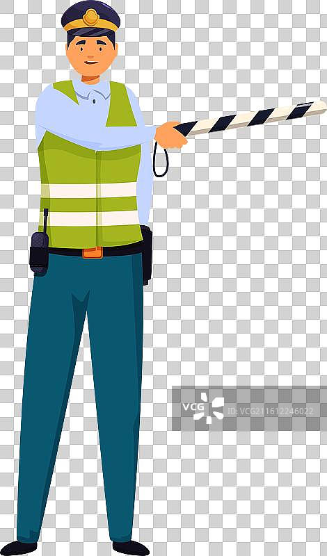 交通警察站着，手里拿着交通指挥棒图片素材