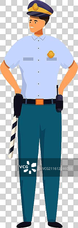 警察持警棍站岗图片素材