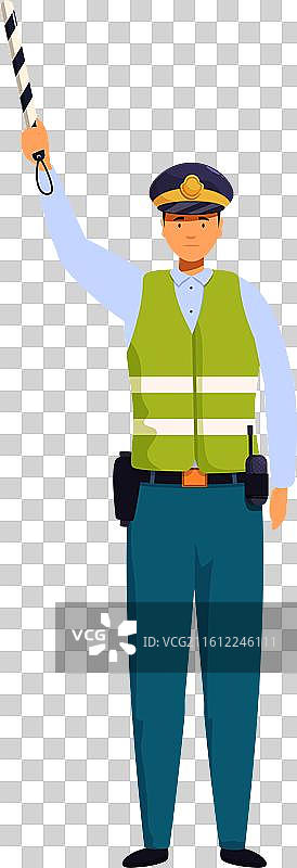 交通协管员手持停车指挥棒，确保交通安全图片素材