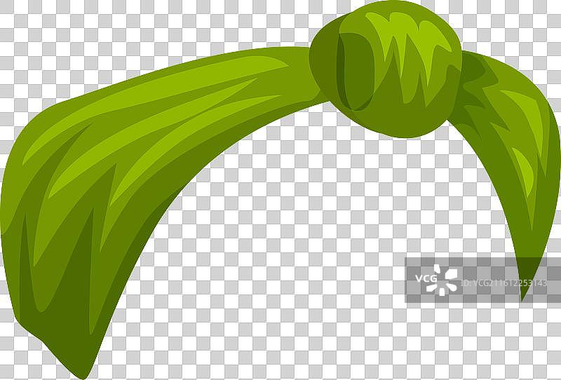 绿色的头带打着一个完美的结，用于图片素材