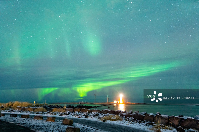 冰岛 雷克雅未克 极光图片素材