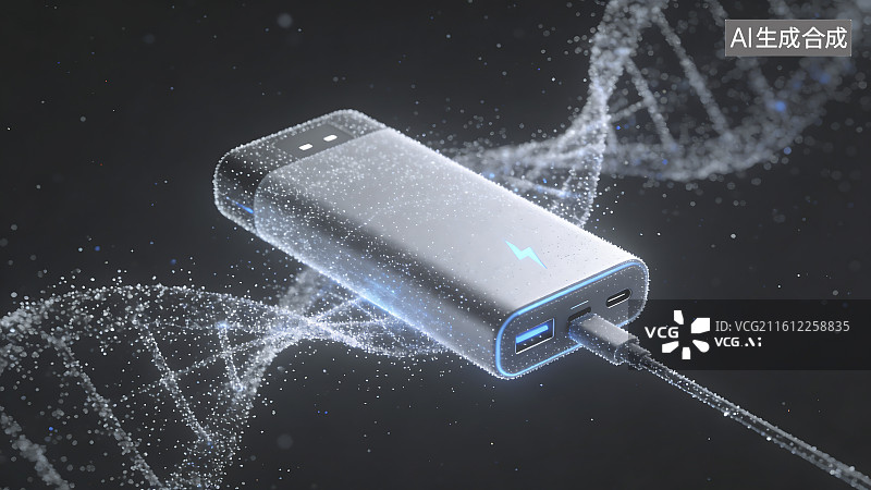 【AI数字艺术】DNA背景中的便携充电器图片素材