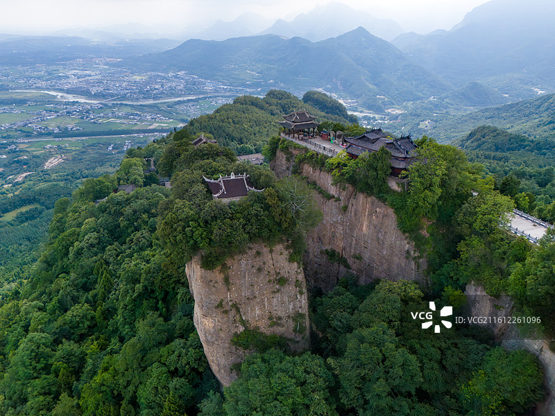 四川省绵阳市江油窦团山4A级旅游景区航拍图片素材