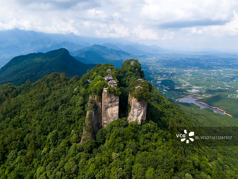 四川省绵阳市江油窦团山4A级旅游景区航拍图片素材