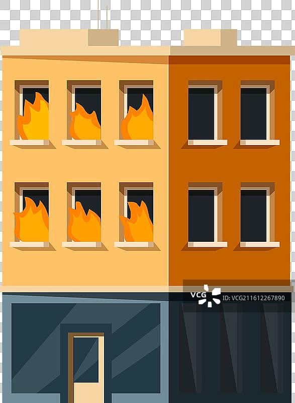 熊熊大火燃烧的公寓楼图片素材