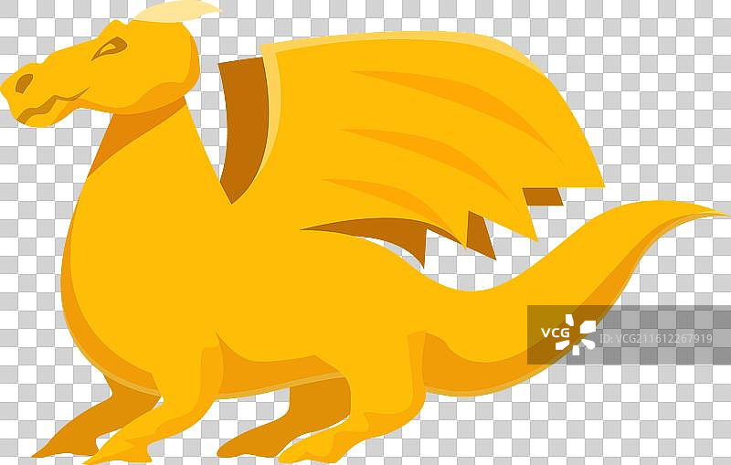 展翅而立的黄色龙图片素材