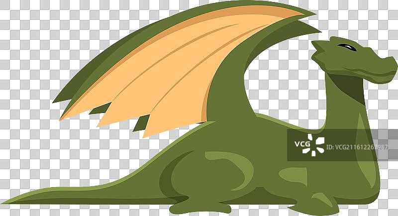 绿龙休息并展开翅膀图片素材