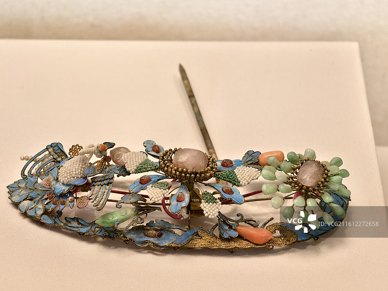 故宫博物院～点翠菊花簪 清(1644-1911)图片素材