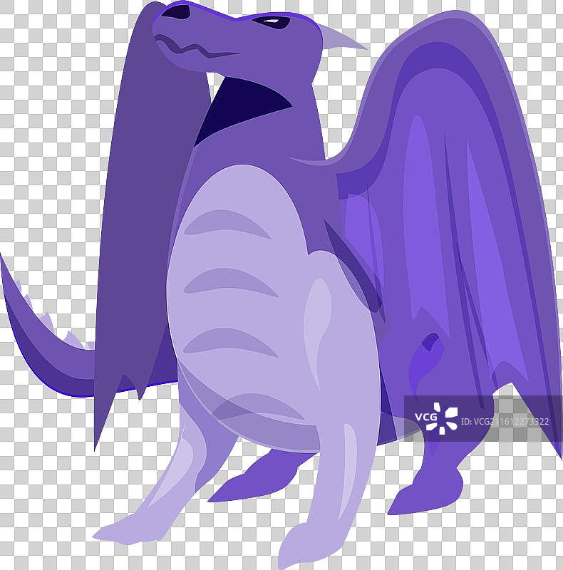 紫色的龙展开翅膀站立着图片素材