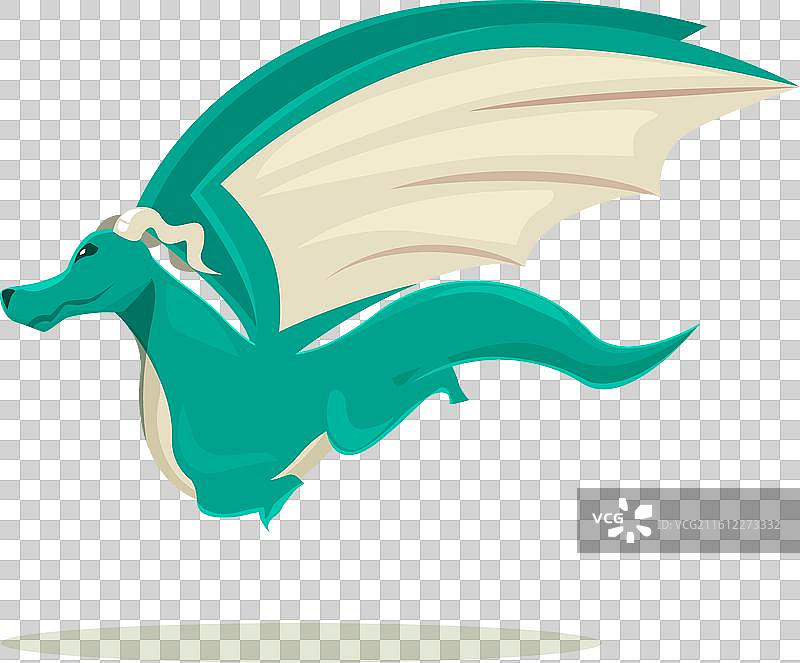 一只绿色的欧洲龙展翅飞翔图片素材