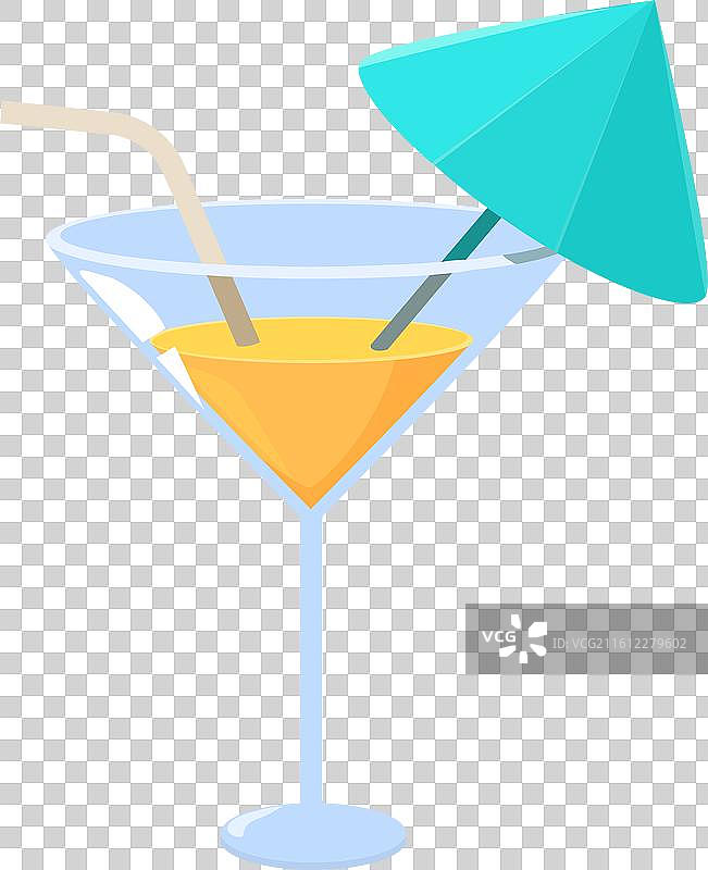 橙色鸡尾酒，盛放在马提尼杯中图片素材