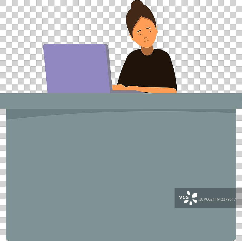 年轻的办公室女职员在工作场所睡着了图片素材