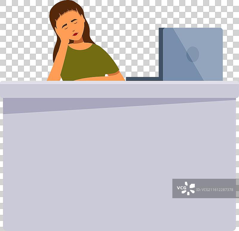 年轻的、感到厌倦的办公室女职员正在睡觉图片素材