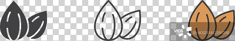 almond icon set on white background图片素材