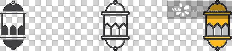 白色背景上的阿拉伯灯图标集图片素材
