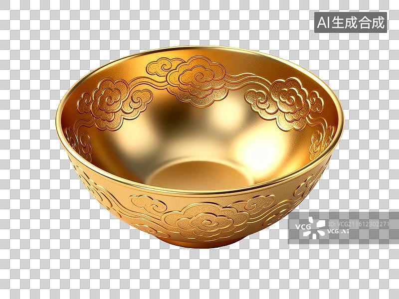 【AI数字艺术】金碗 三维立体的黄金制品元素图片素材